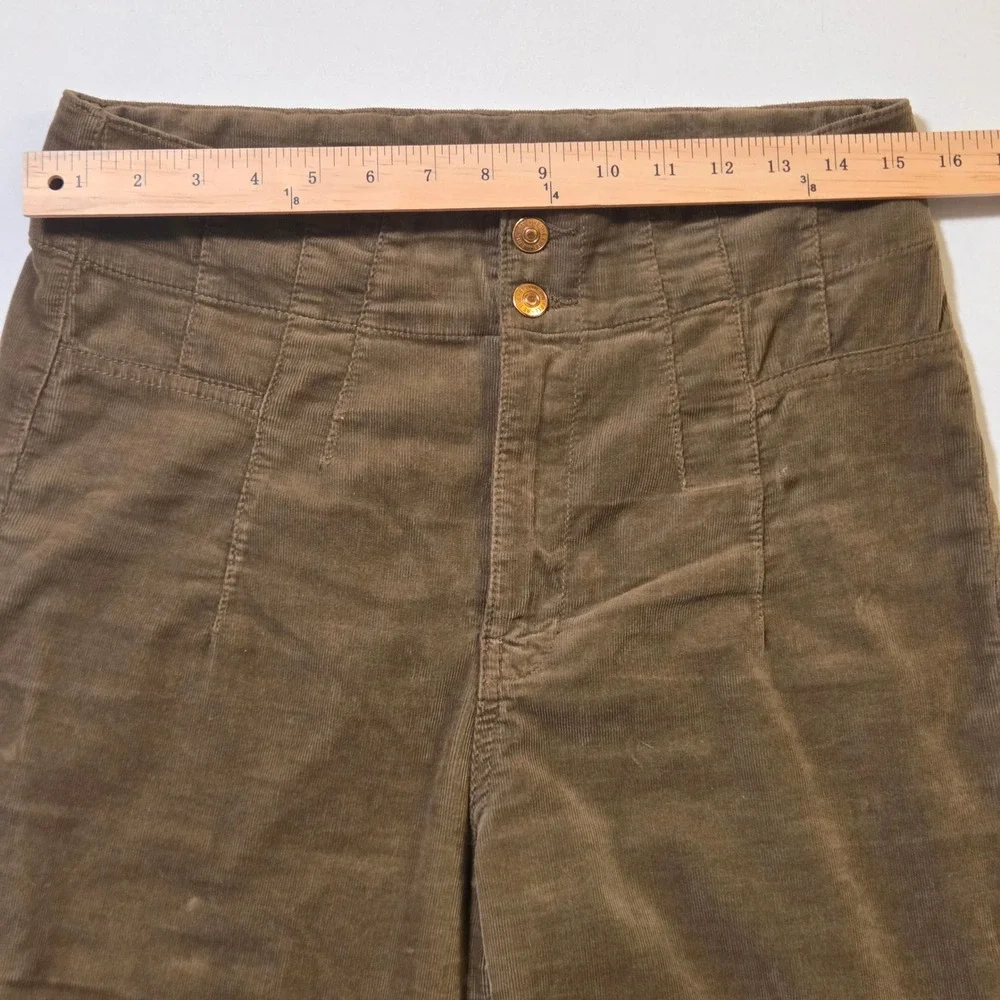 Free People We The Free Jayde Cord Flare Pants Fir Green Size 30 High Rise Boho